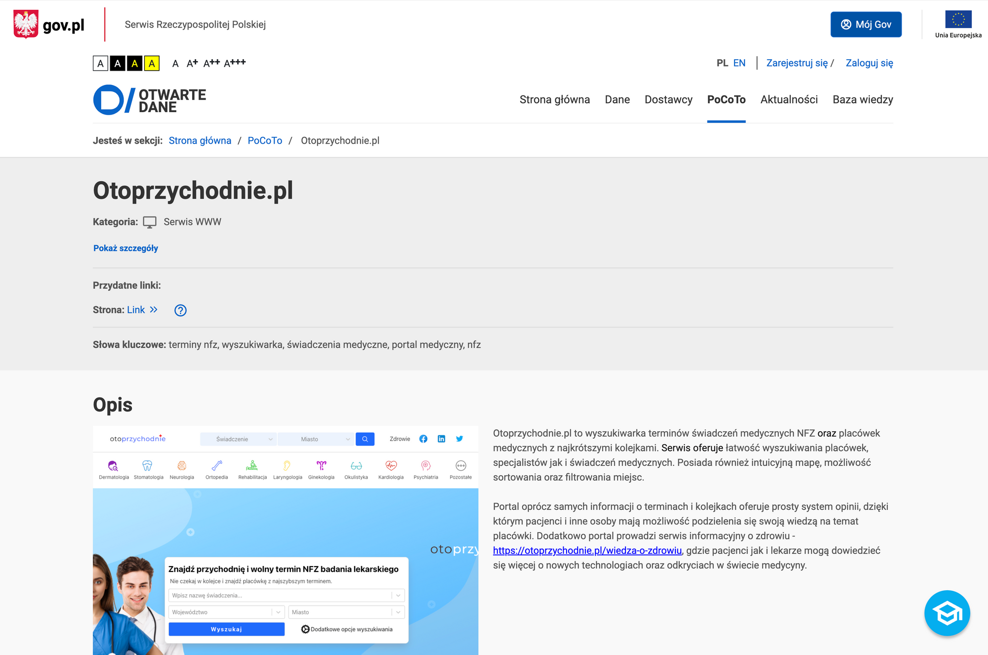 Otoprzychodnie.pl w oficjalnym rejestrze otwartych danych Ministerstwa Cyfryzacji